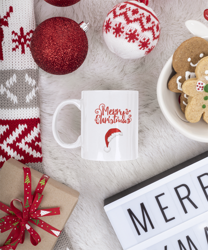 Merry Christmas Santa Hat Mug, Holiday Hat Coffee Mug, Xmas Santa Hat Mug, Santa Hat Coffee Mug, Holiday Santa Hat Mug, Red Hat Mug.