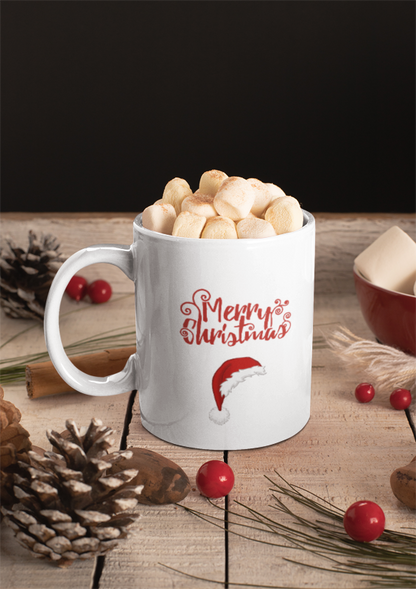 Merry Christmas Santa Hat Mug, Holiday Hat Coffee Mug, Xmas Santa Hat Mug, Santa Hat Coffee Mug, Holiday Santa Hat Mug, Red Hat Mug.