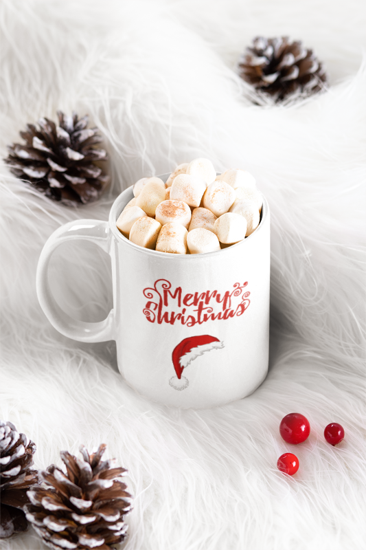 Merry Christmas Santa Hat Mug, Holiday Hat Coffee Mug, Xmas Santa Hat Mug, Santa Hat Coffee Mug, Holiday Santa Hat Mug, Red Hat Mug.