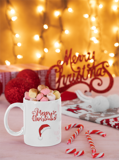 Merry Christmas Santa Hat Mug, Holiday Hat Coffee Mug, Xmas Santa Hat Mug, Santa Hat Coffee Mug, Holiday Santa Hat Mug, Red Hat Mug.