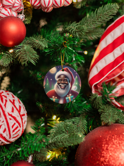 Diverse Santa Glass Ornament