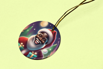 Diverse Santa Glass Ornament