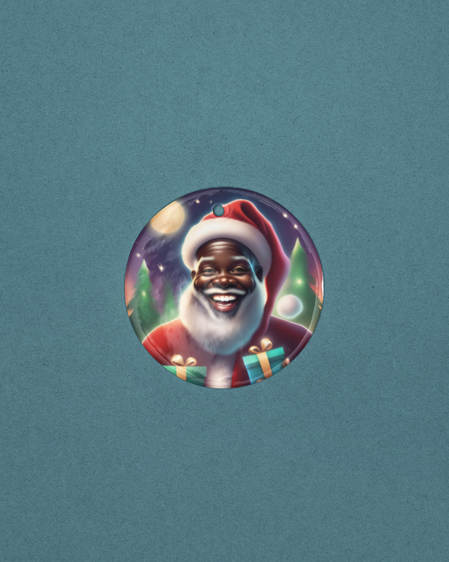 Diverse Santa Glass Ornament