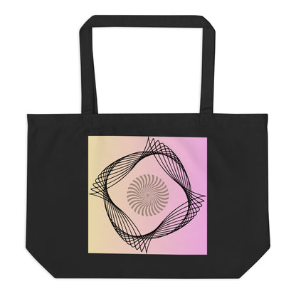 Large organic tote bag with nice design on both sides