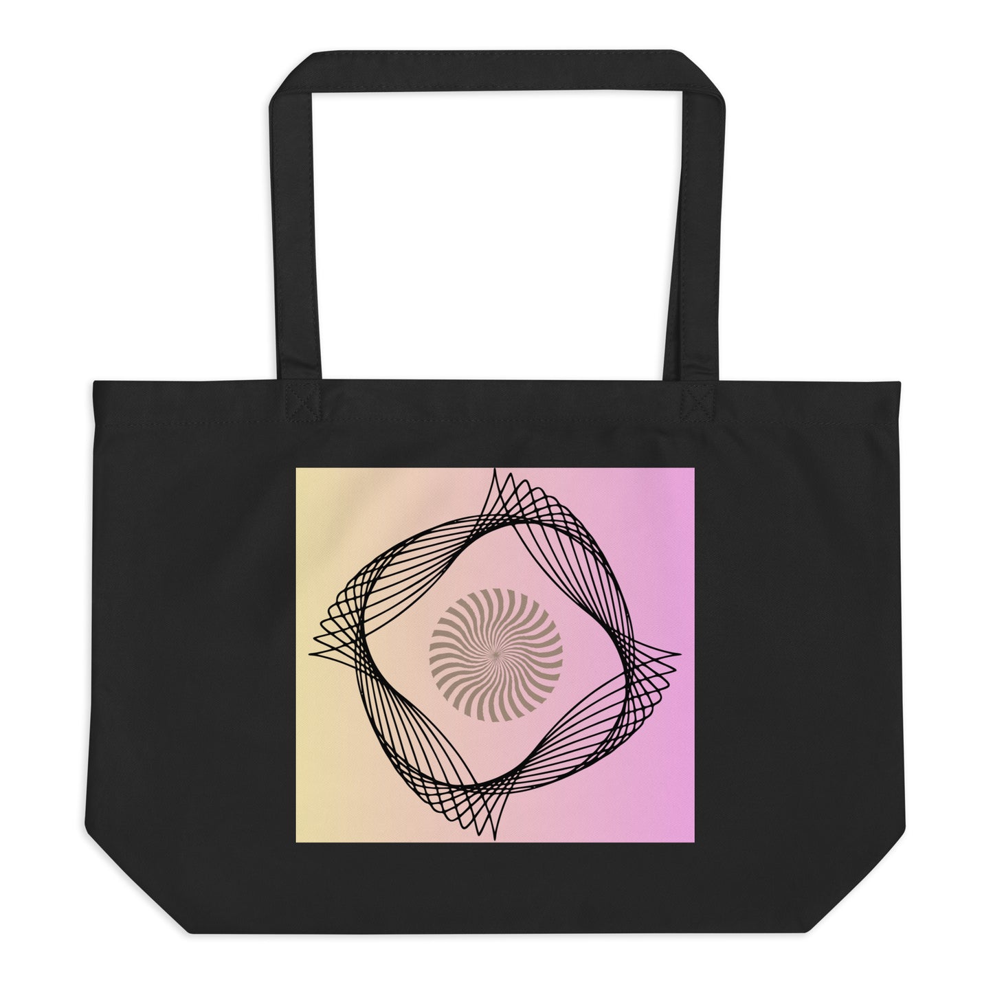 Large organic tote bag with nice design on both sides