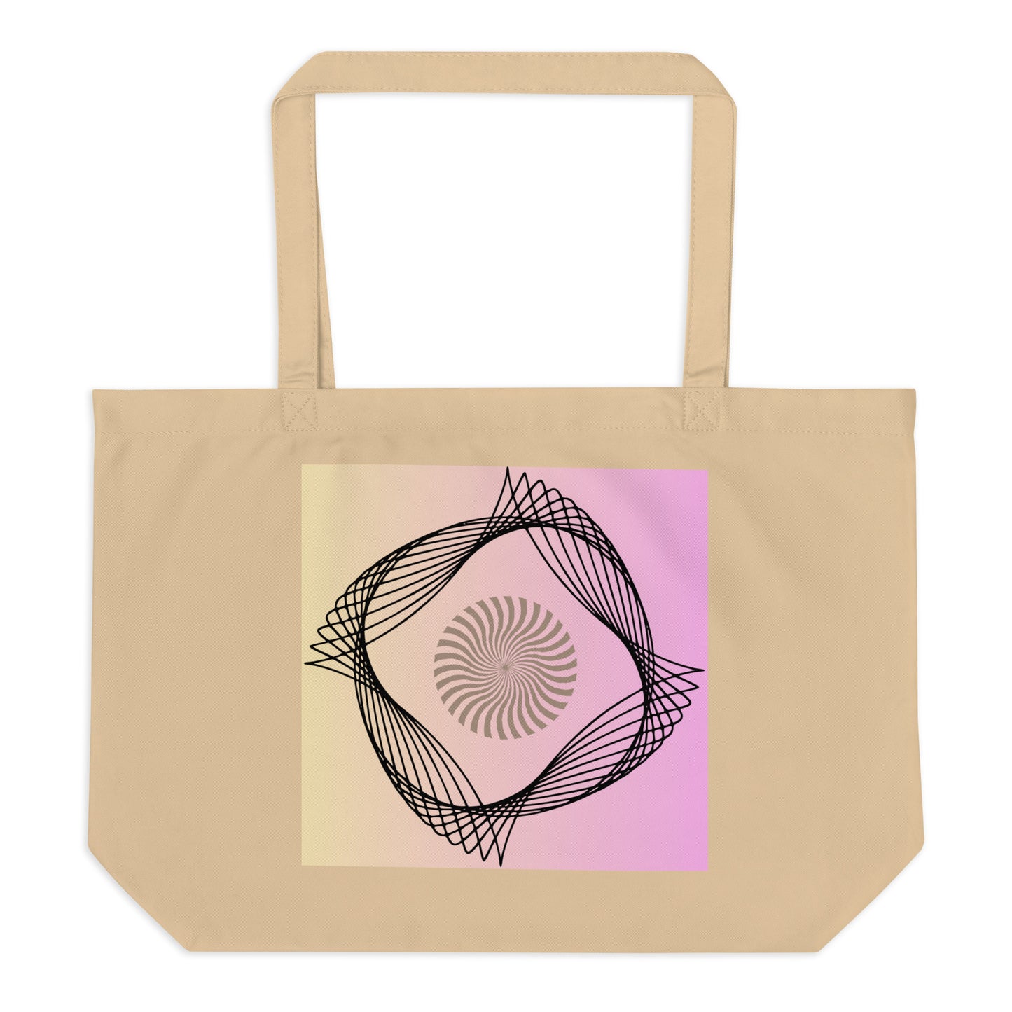 Large organic tote bag with nice design on both sides