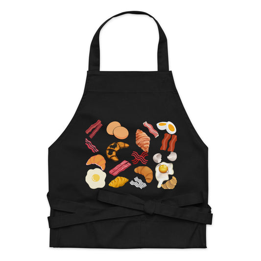 Organic cotton apron with design - breakfast