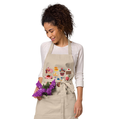 Organic cotton apron - cakes