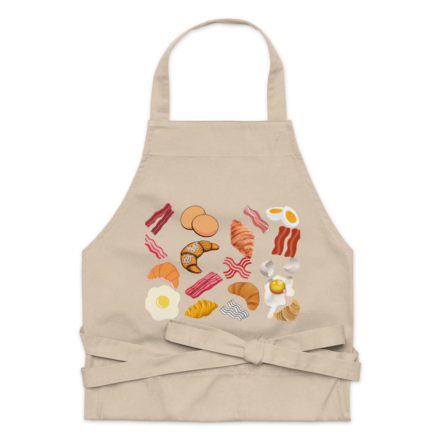 Organic cotton apron with design - breakfast