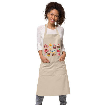 Organic cotton apron - cakes