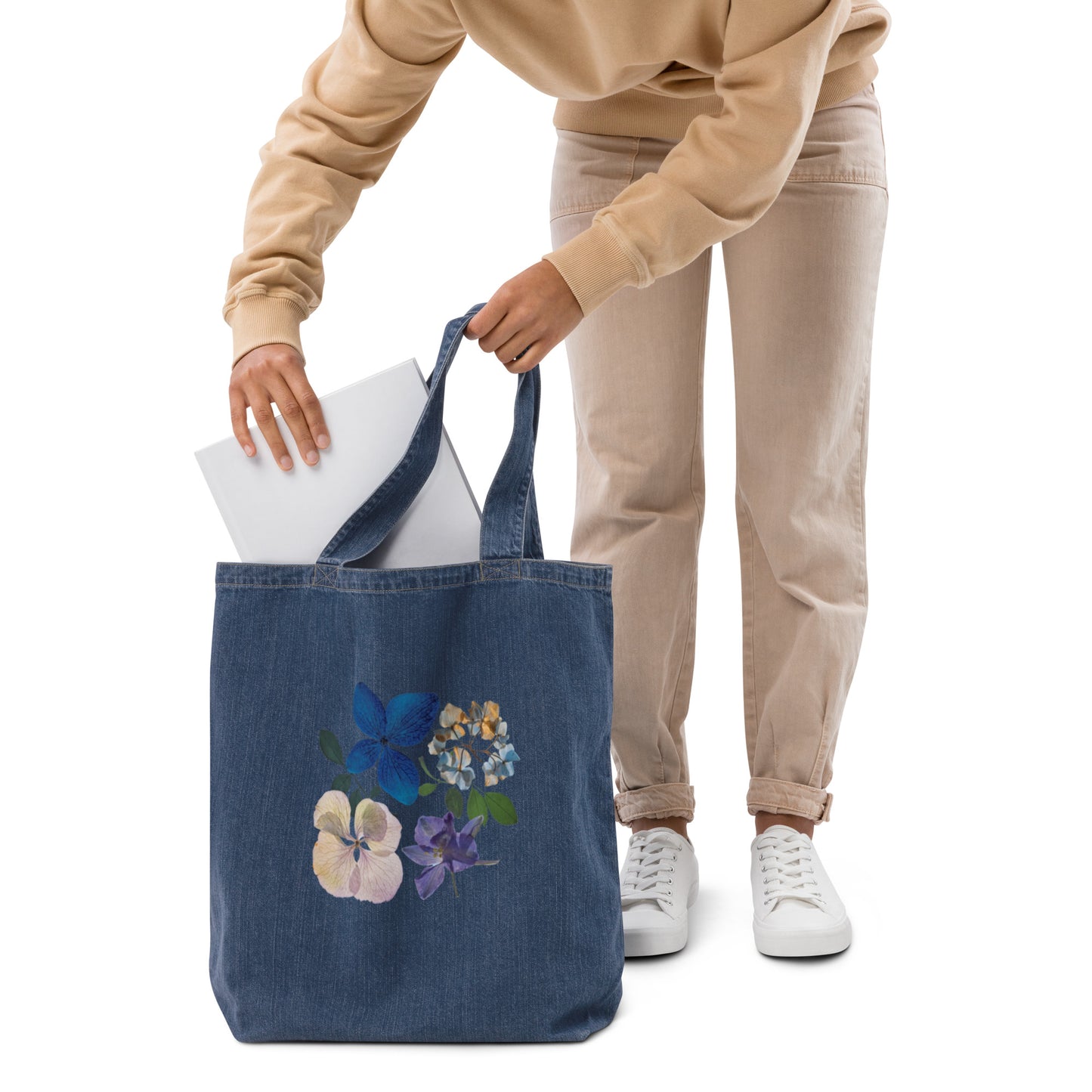 Organic denim tote bag with nice design