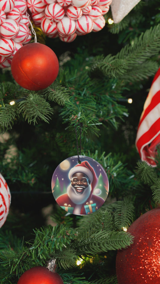 Diverse Santa Glass Ornament