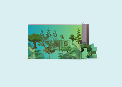 Log Cabin Jigsaw Puzzle, Outdoor Jigsaw Puzzle, Trees in Forest Puzzle, Log Cabin Puzzle, Green Forest Puzzle, Forest Jigsaw Puzzle.